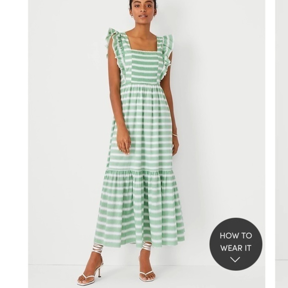 Striped Ruffle Sleeve Flare Dress